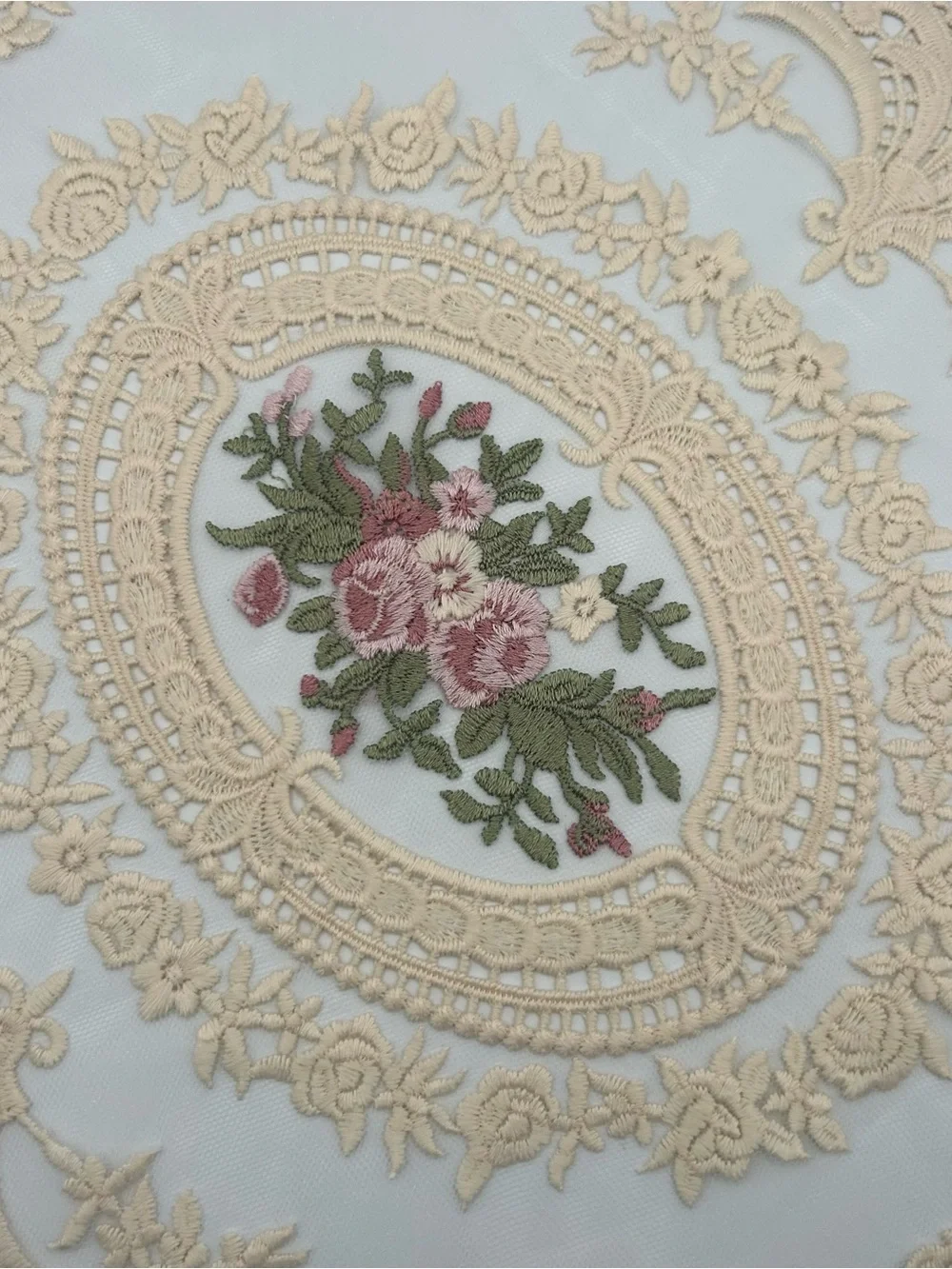 5 Embroidered Lace Table Placemats French Country Floral Cottagecore Set 16.5x12